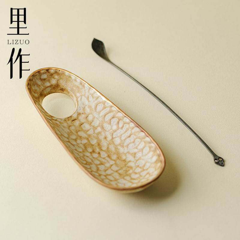 里作 日式诧寂风复古茶则手工粗陶李朝白功夫茶具六君子茶道配件