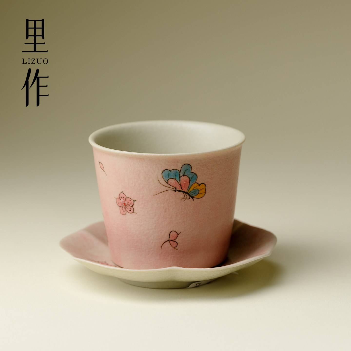 里作精致陶瓷蝶绕粉黛主人杯高颜值女士个人专用品茗杯家用喝茶杯,餐饮具,茶杯,淘宝优惠券,粉丝福利购,淘宝优惠卷