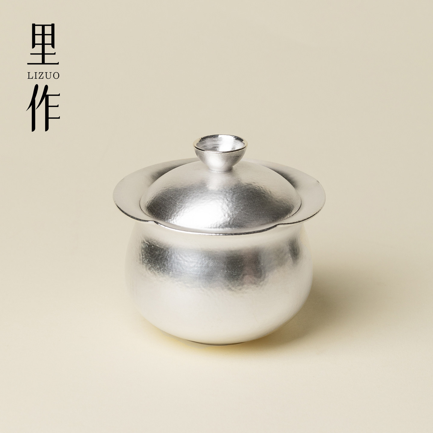 里作999纯银二才盖碗高档鎏银泡茶碗陶瓷家用轻奢茶具沏茶碗单碗
