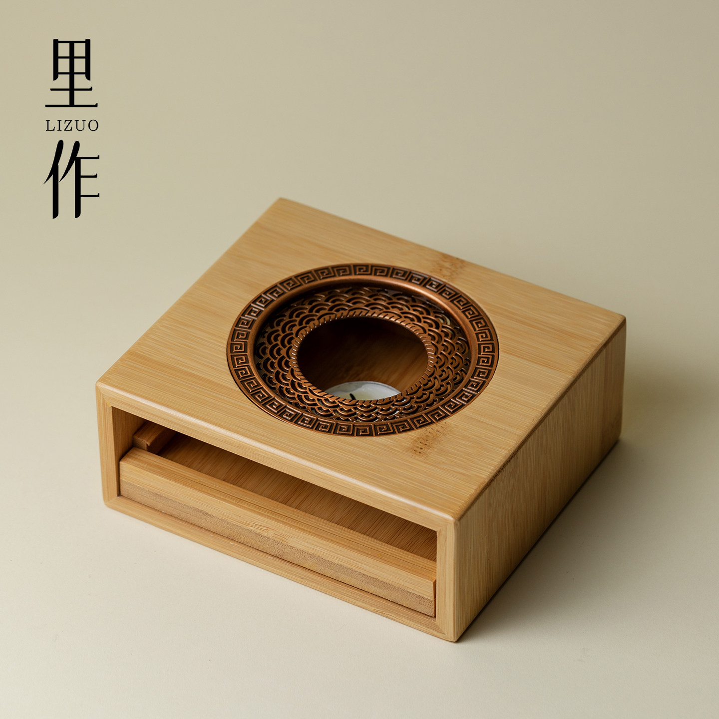 里作竹制温茶炉加热蜡烛底座家用茶台茶壶公杯暖茶器功夫茶具配件