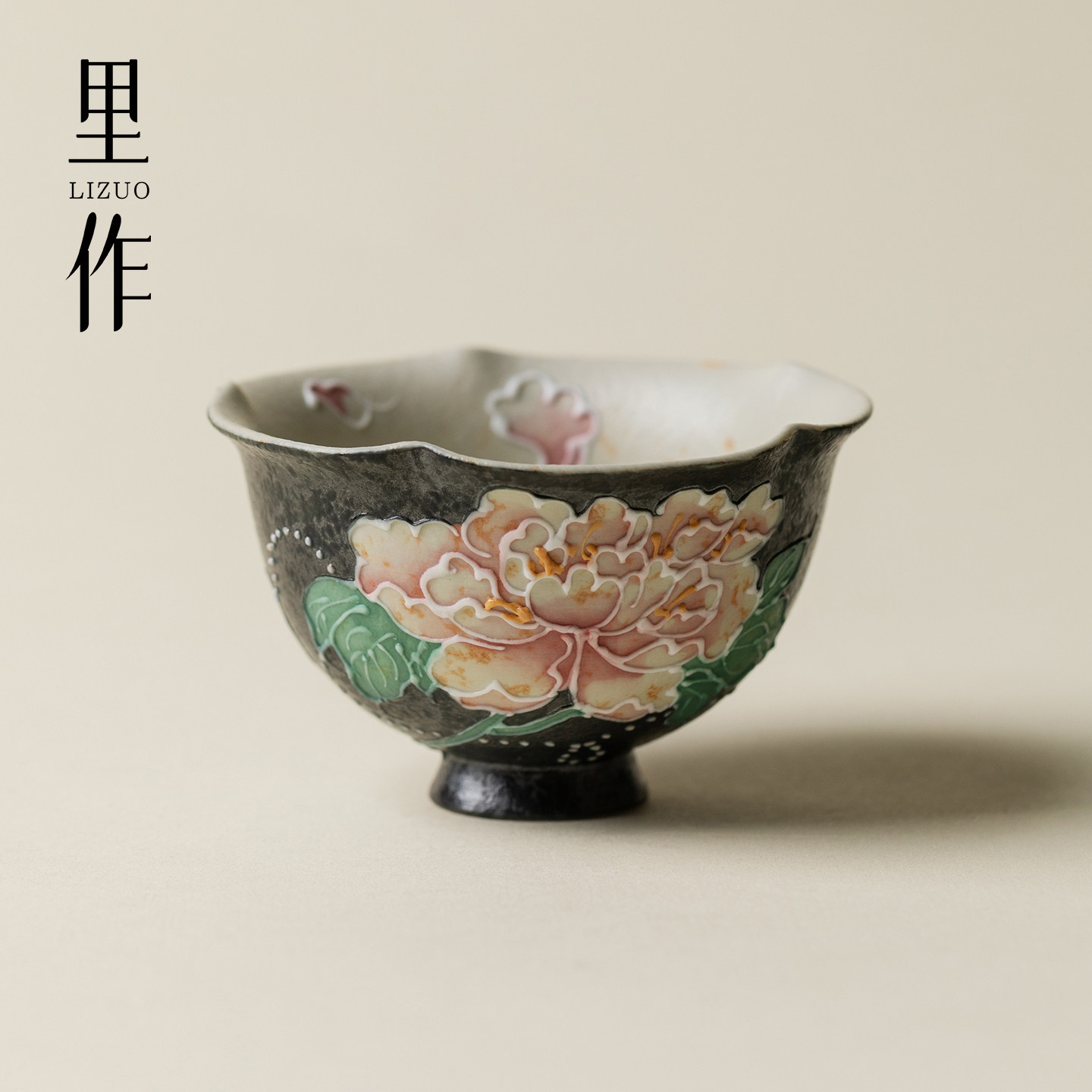 里作夜绽丹华陶瓷茶杯纯手工高足主人杯品茗杯中式功夫茶具品茗杯