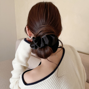 黑色绸缎大肠发圈女高级感头花2026正流行高弹力肥肠头圈韩系发绳