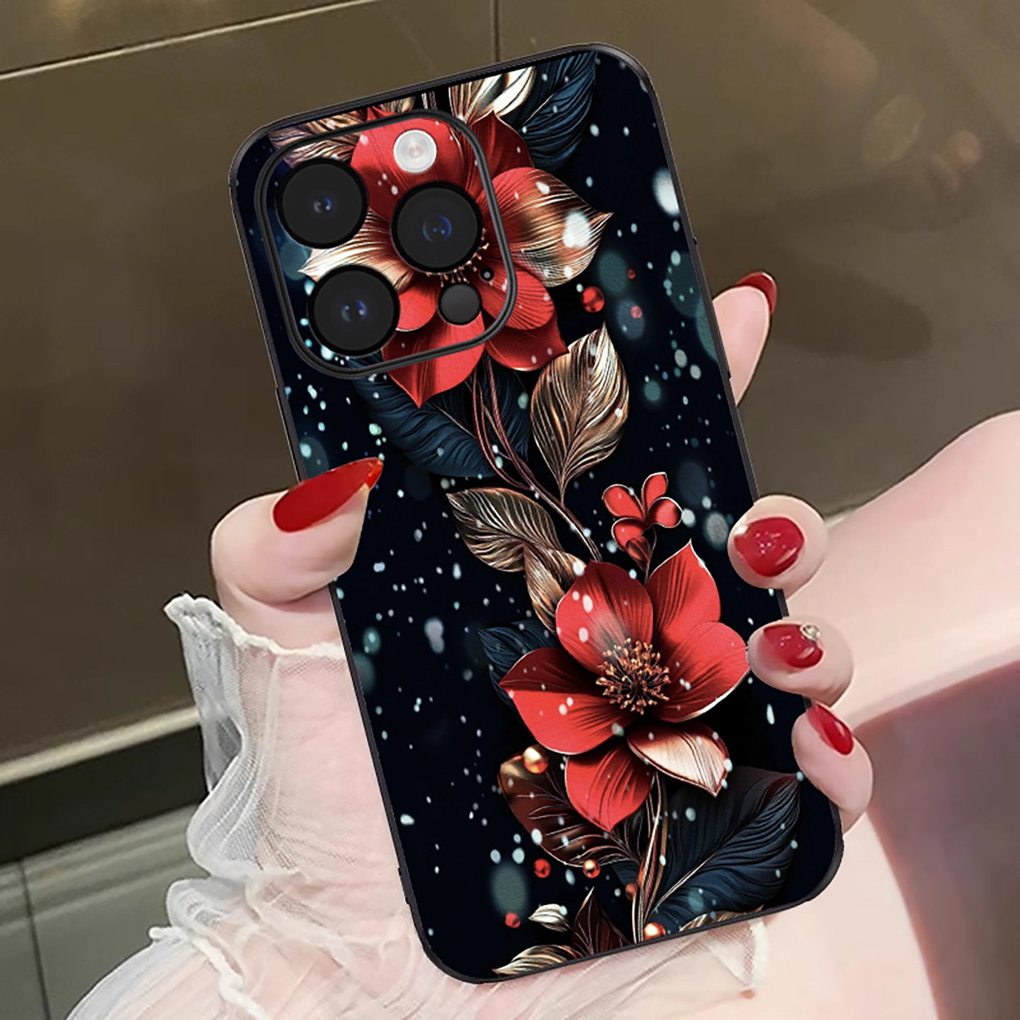 立体浮雕暗夜雪莲花适用苹果17promax手机壳iPhone16pro新款15轻奢皮纹14高级感13promax女款12全包防摔保护,3C数码配件,手机保护套/壳,淘宝优惠券,粉丝福利购,淘宝优惠卷