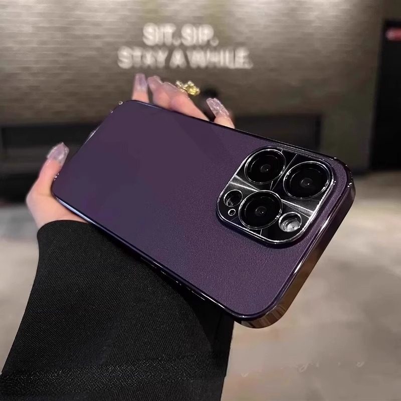 适用苹果皮纹高档商务奢华镜头膜