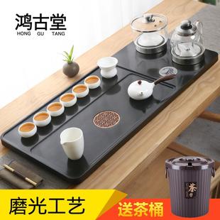 石头茶台 天然乌金石茶盘家用全自动上水烧水壶一体电磁炉茶具套装