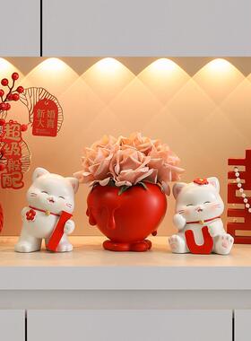 新婚礼物爱心猫咪捧花摆件婚房布置装饰品闺蜜订婚结婚礼物送新人