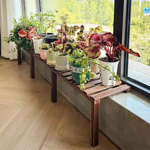 窗台加宽花架定制阳台台沿延伸板实木架子落地式窗台面多肉置物架