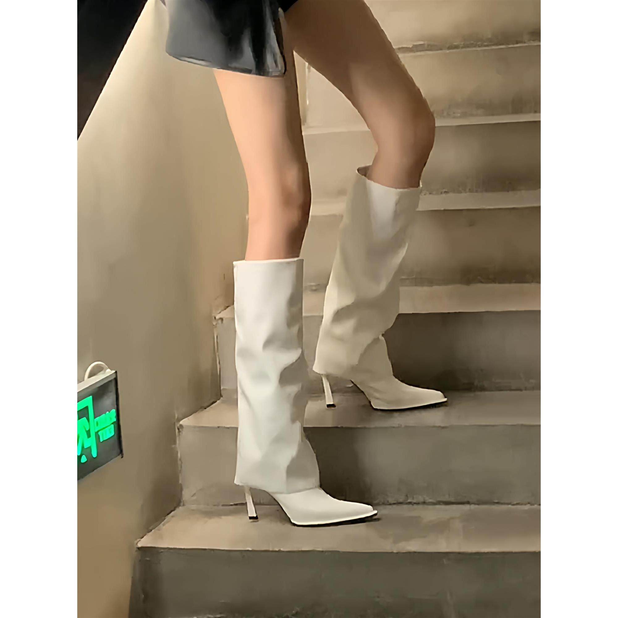 新款尖头牛皮细跟高跟裤管靴女辣妹直筒不过膝高筒靴长靴骑士靴女,女鞋,骑士靴,淘宝优惠券,粉丝福利购,淘宝优惠卷