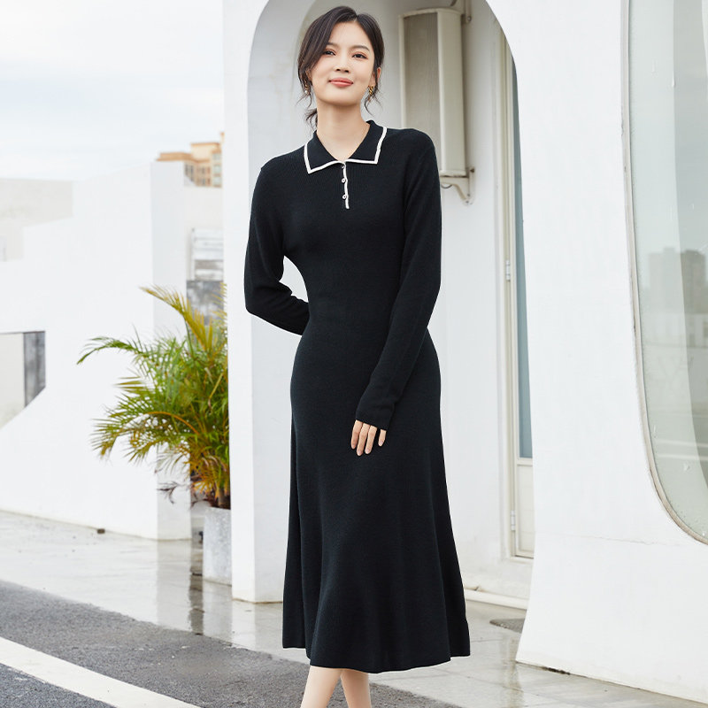 东黎 丝绒款 山羊绒桑蚕丝撞领秋冬女士针织气质时尚连衣裙3058,女装/女士精品,连衣裙,淘宝优惠券,粉丝福利购,淘宝优惠卷