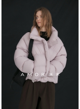 AMOR禾末“泡芙暖绒”一件过冬安心95白鸭软糯超轻短款立领羽绒服