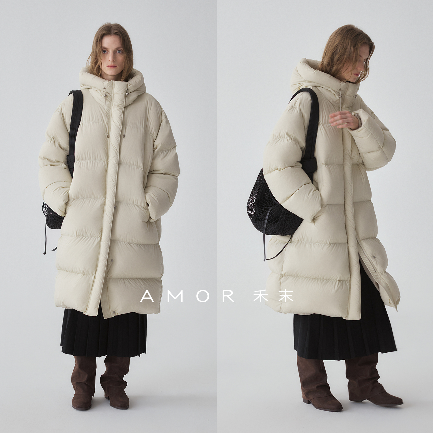 “泡芙暖绒”95白鸭长款羽绒服