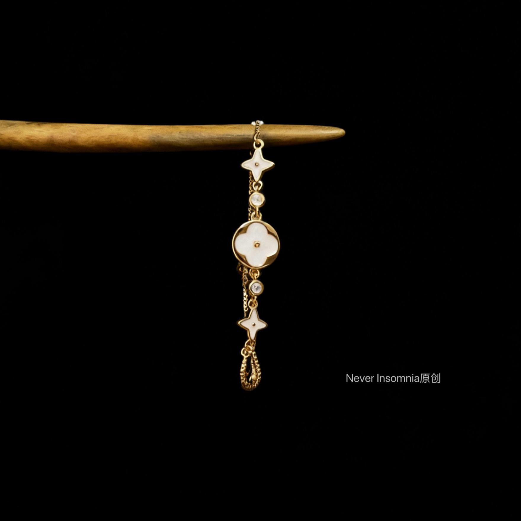 Insomnia原创.Inss leave huoo四叶手链.玫瑰金