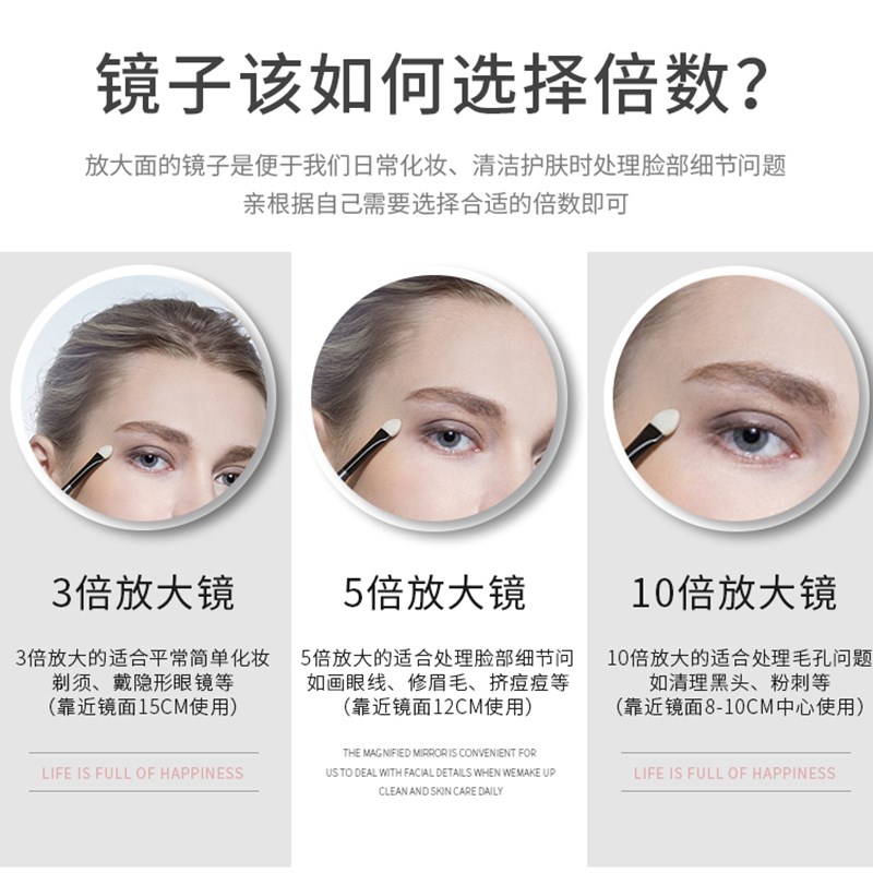台式双面化妆镜高清伸缩镜子欧式8寸3倍5倍10倍放大宿舍美容镜
