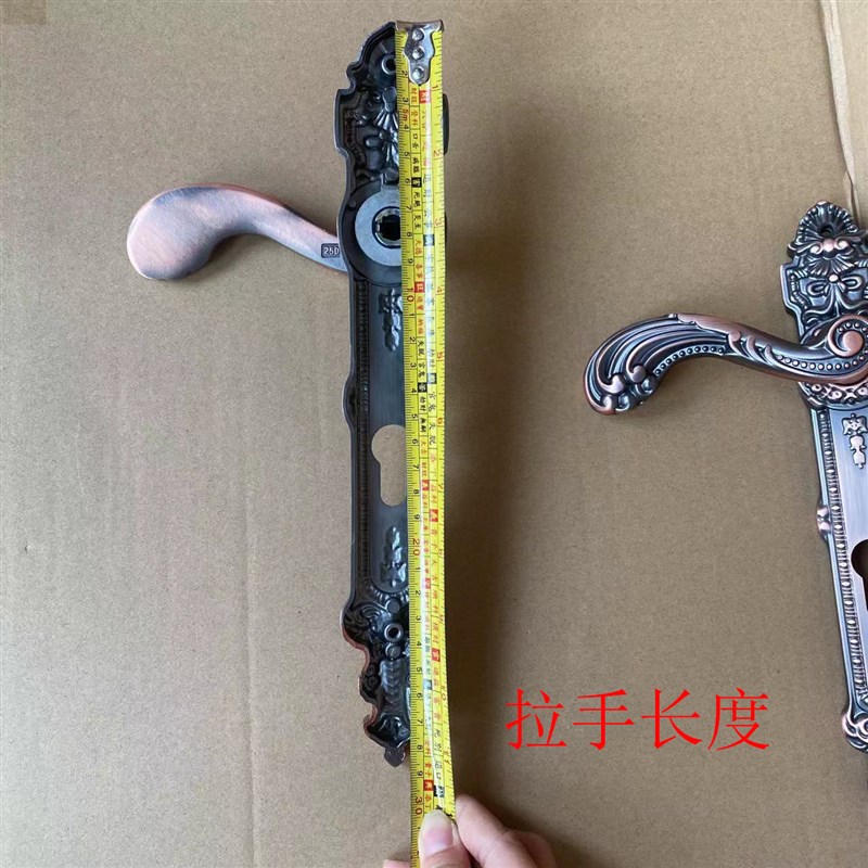 户外欧式庭院门执手锁院子门拉手65方管门把手铝艺大门锁室外锁具