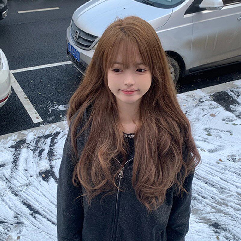 假发女长发夏季大波浪长卷发水波纹lolita奶茶棕自然甜美全头套式