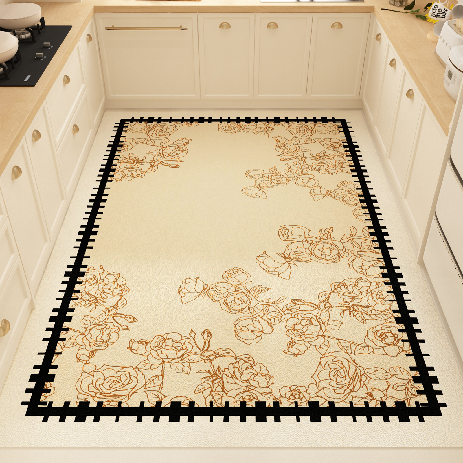 法式pvc专用厨房地垫防滑防油防水可擦免洗耐脏家用脚垫整铺地毯