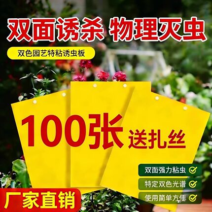 双面强力粘虫板大棚蔬菜茶园果园诱虫黄板柑橘飞虫针峰贴家用防虫