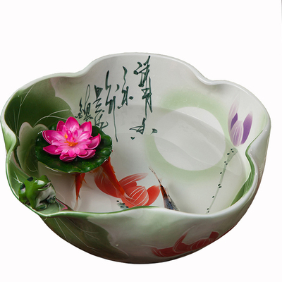 大号景德镇陶瓷水培无孔荷花盆睡莲碗莲花专用铜钱草庭院花盆家用