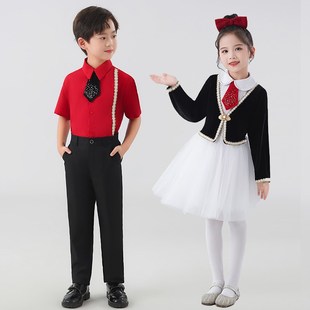 六一儿童合唱演出服朗诵服装小学生女童蓬蓬裙表演服男童主持礼服