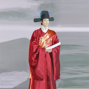 惜物国风 明制圆领汉服一品文官双鹤织锦绣花补服圆领袍汉婚婚服