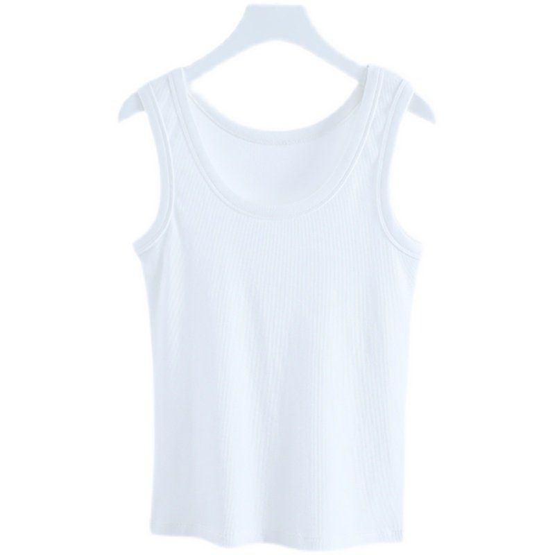 螺纹防走光U领内搭白色小背心女夏大码胖mm200斤纯棉吊带打底上衣