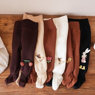 外穿保暖大PP婴儿一体绒裤 秋冬季 袜加绒加厚儿童打底裤 女宝宝连裤