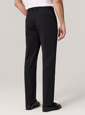 BONI/堡尼薄款休闲裤高弹黑色灰色长裤子夏季弹性深色裤VKL86113A