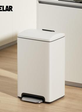 现货20L白色不锈钢脚踩垃圾桶家用厨房大容量简约静音缓降