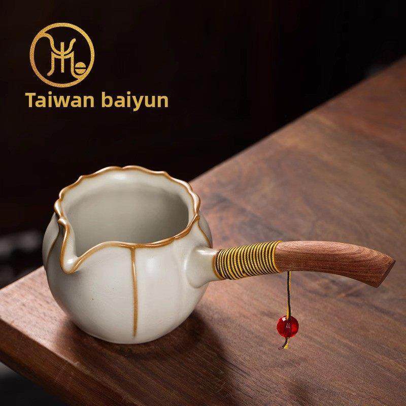 柏韵汝窑侧把公道杯陶瓷茶海家用高档大容量分茶器带手柄冰裂纹,餐饮具,茶海,淘宝优惠券,粉丝福利购,淘宝优惠卷