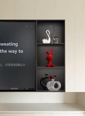 贝汉美客厅电视柜装饰摆件轻奢高档陶瓷花瓶创意兔子乔迁新居礼物