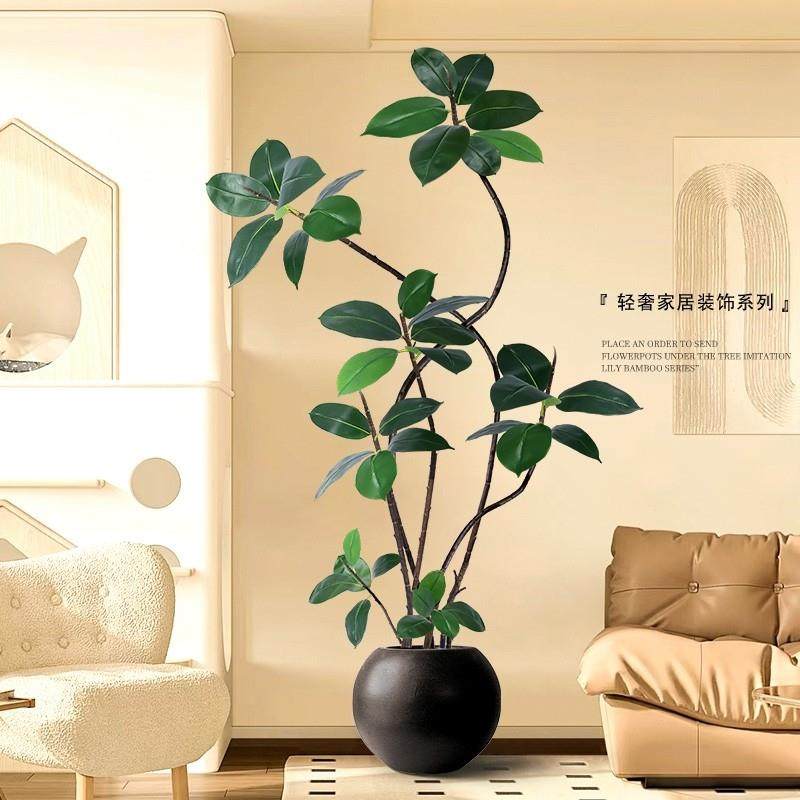 黑金刚彷真绿色植物橡皮树室内客厅大型落地盆栽氛围彷生假树装饰,家居饰品,仿真植物盆景,淘宝优惠券,粉丝福利购,淘宝优惠卷