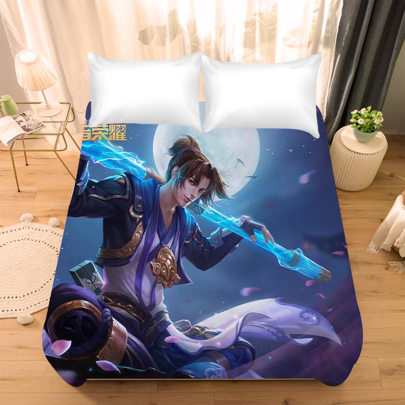 王者荣耀水晶绒床单男生宿舍儿童冬季加厚床单游戏卡通床上用品