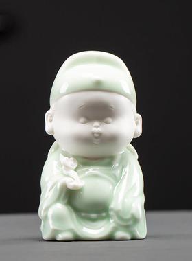 久造中式陶瓷文昌帝君神像茶宠文曲星书房书桌桌面镇纸装饰小摆件