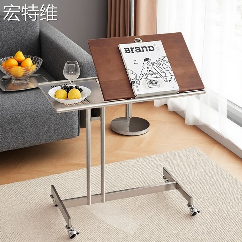 中古可移动实木推车包豪斯客厅升降边几不锈钢家用小型电脑桌书桌