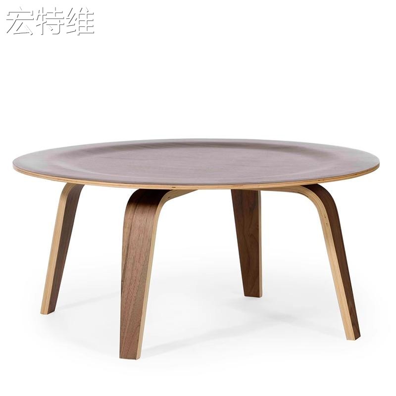 设计师圆形茶几小户型实木客厅洽谈接待会客简约现代个性创意茶桌