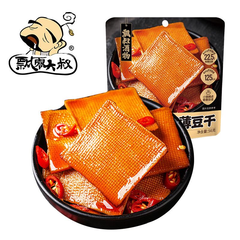 【商超同款】飘零大叔甜辣薄豆干56g