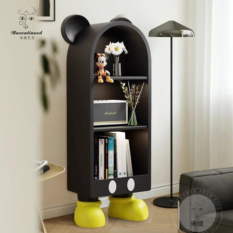 米奇客厅置物架收纳柜子电视旁边柜床头柜装饰品卡通大型落地摆件
