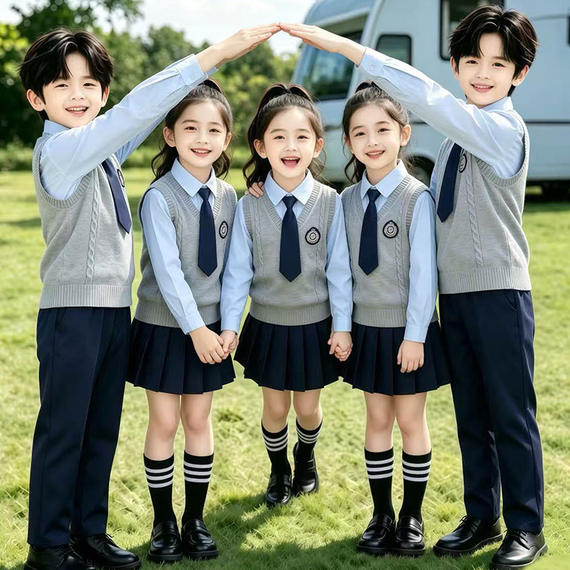 儿童英伦学院风校服小学生大合唱诗朗诵演出服幼儿园演讲班服礼服