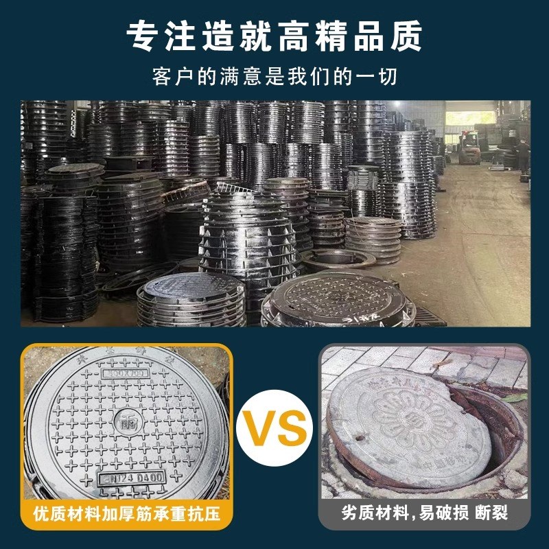 球墨铸铁井盖圆形方形重型雨水窨井污水下水道阴井盖沟盖板沙井盖