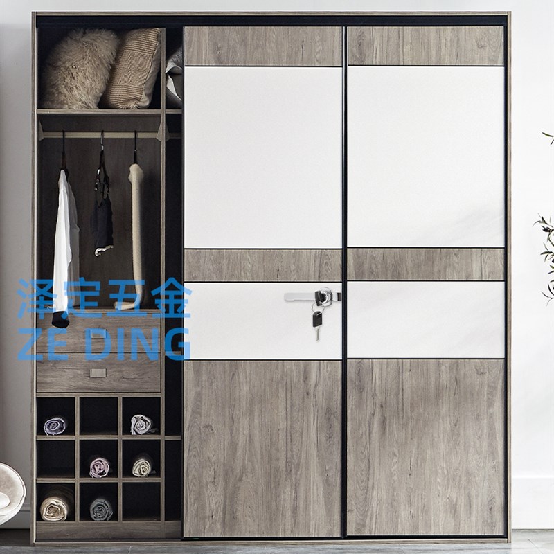 免钻孔冰柜卧式锁冰箱锁柜子锁衣柜锁锁具平面冰柜拉门锁