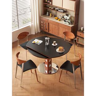 中古风实木包豪斯功能餐台家用小户型轻奢极简伯格桌子可折叠圆桌