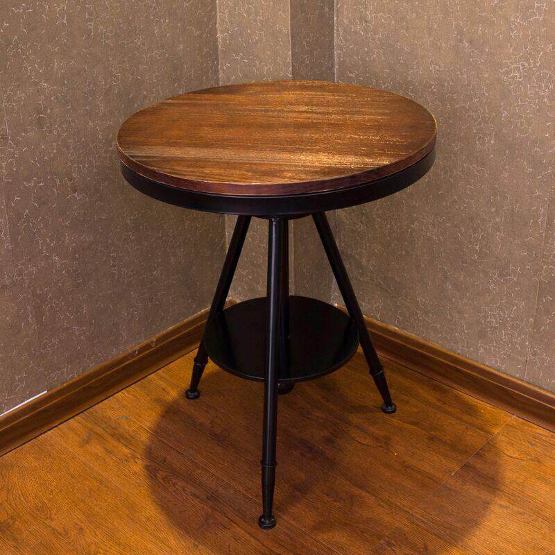 实木铁艺休闲餐桌椅组合酒吧阳台桌椅创意咖啡厅小圆桌三件套装