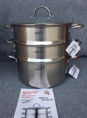 德国Zepter蒸锅18-10不锈钢加厚家用三层蒸炖锅食品级316钢火锅