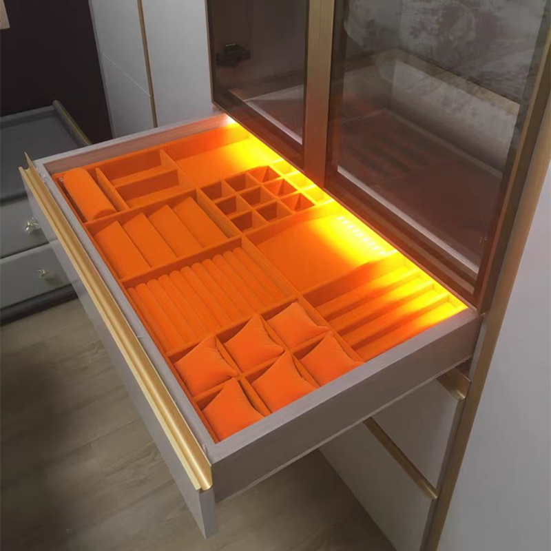 精致高端皮革首饰收纳盒抽屉大容量手饰品眼镜墨镜盘格子抽多宝格