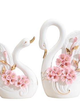 天鹅摆件陶瓷装饰品客厅结婚礼物酒柜创意卧室创意电视柜房间玄关