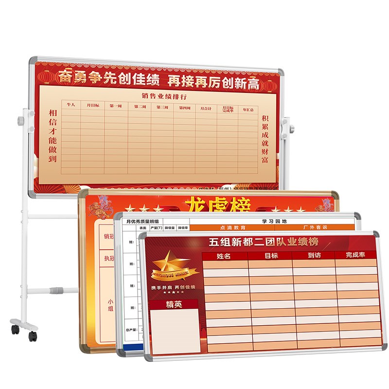 挂墙式印刷边框白板磁性商用办公业绩龙虎榜移动支架仓库生产车间