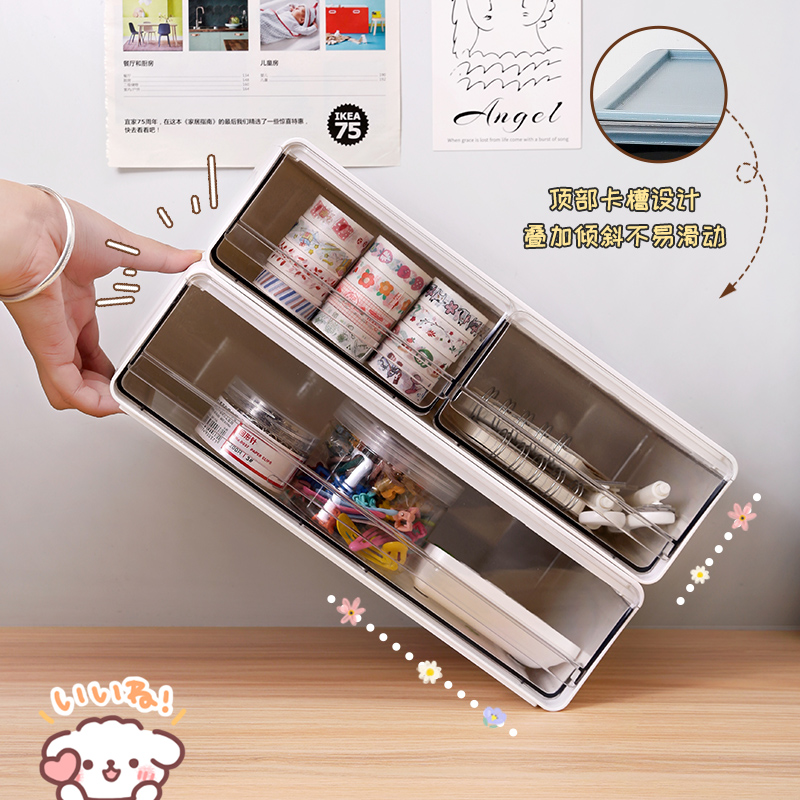桌面收纳盒办公室宿舍学生透明化妆品抽屉式置物架梳妆台储物盒子