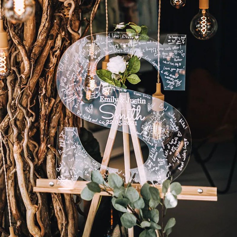 结婚婚庆透明签到板签名册婚礼签到框创意新中式定制爱心装饰