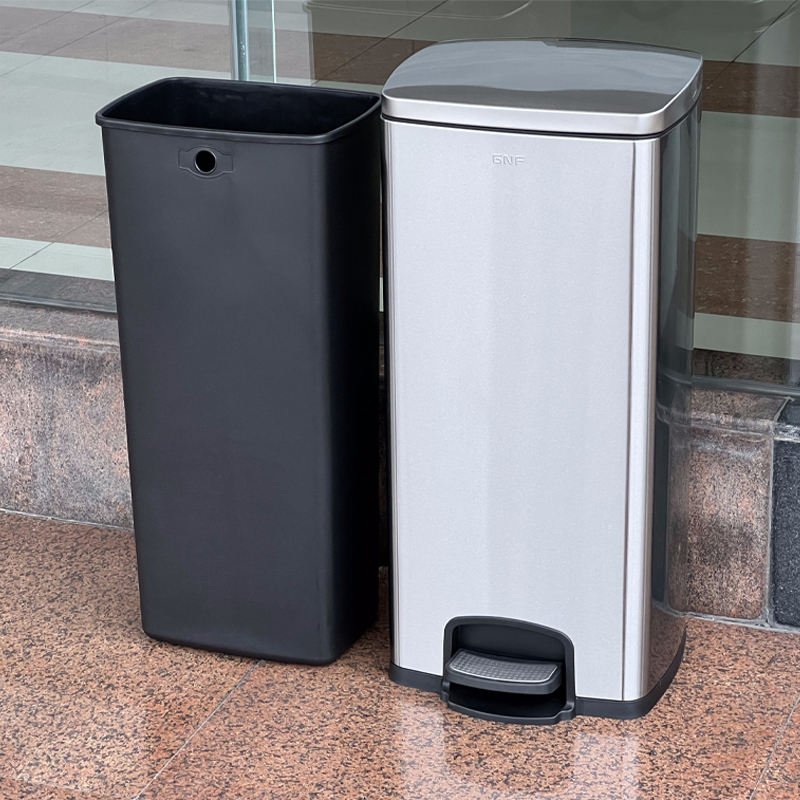 GNF不锈钢垃圾桶30l大容量商用简约酒店学校厨房公司走廊防水有盖