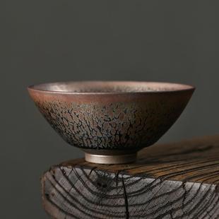 曾广旭天目釉建盏粗陶功夫茶盏斗笠杯纯手工陶瓷主人杯单杯茶碗
